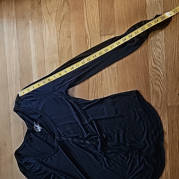 Pilcro Long Sleeve Black Snap Front Top with Ruched Sleeves Women's Size Small - Picture 11 of 13